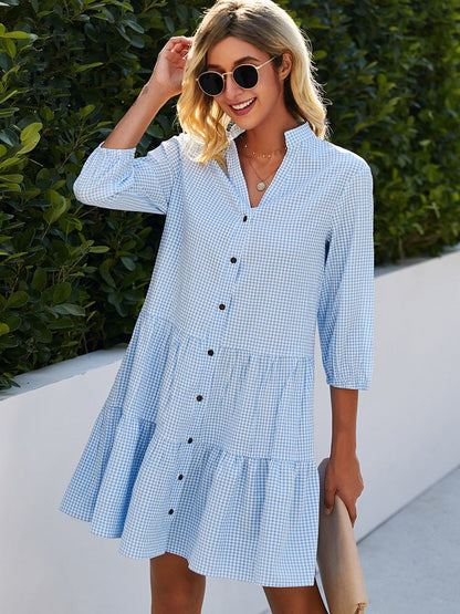 Hemdkleid | Hellblau | Knopfleiste | Langärmliges Kleid | Sommerkleid-HauteBerlin