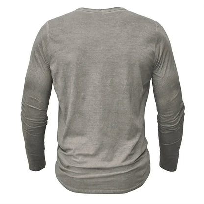 Henley-Shirt | Einfarbig | Knopfleiste am Kragen | Langärmliges T-Shirt | Herrenhemd-HauteBerlin