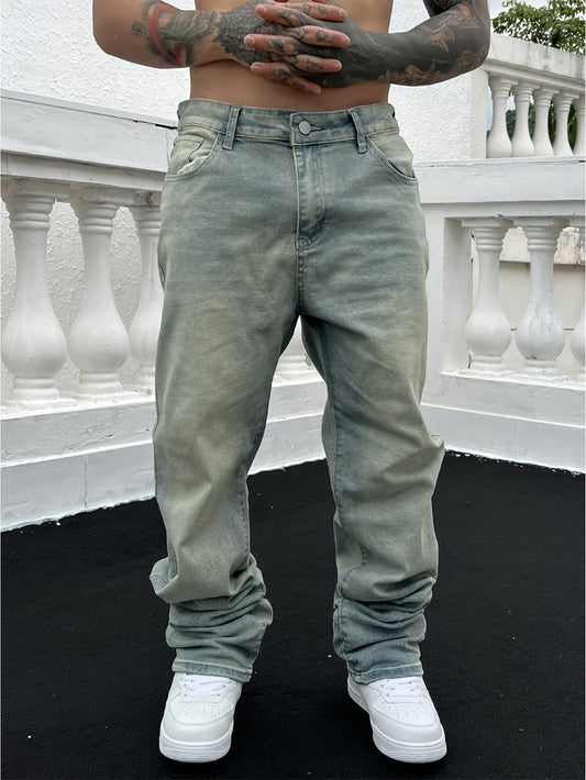 Herrenjeans | Gestapelt | Gewaschen | Baggy-Jeans | Locker sitzende Jeans