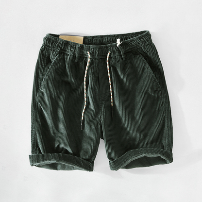 Herren-Cordshorts | Elastischer Bund | Locker sitzend | Sommershorts | Herren-Shorts-HauteBerlin