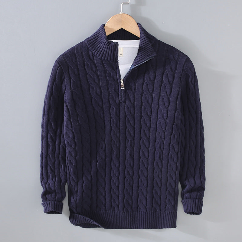 Herren Half Zip Sweater | Kabel Strick | Quarter Zip | Half Zip Pullover | Herren Strickpullover-HauteBerlin