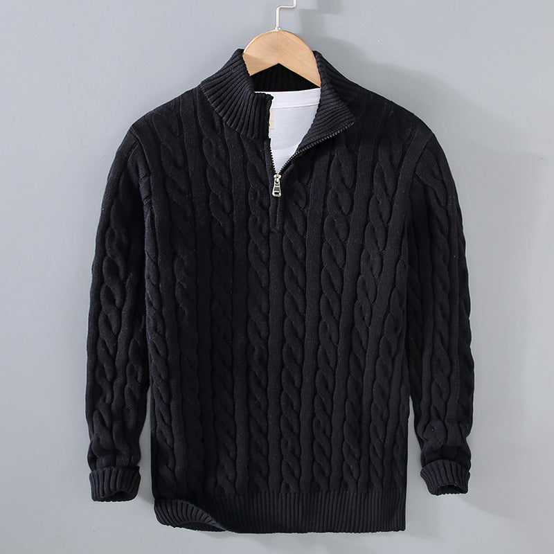 Herren Half Zip Sweater | Kabel Strick | Quarter Zip | Half Zip Pullover | Herren Strickpullover-HauteBerlin