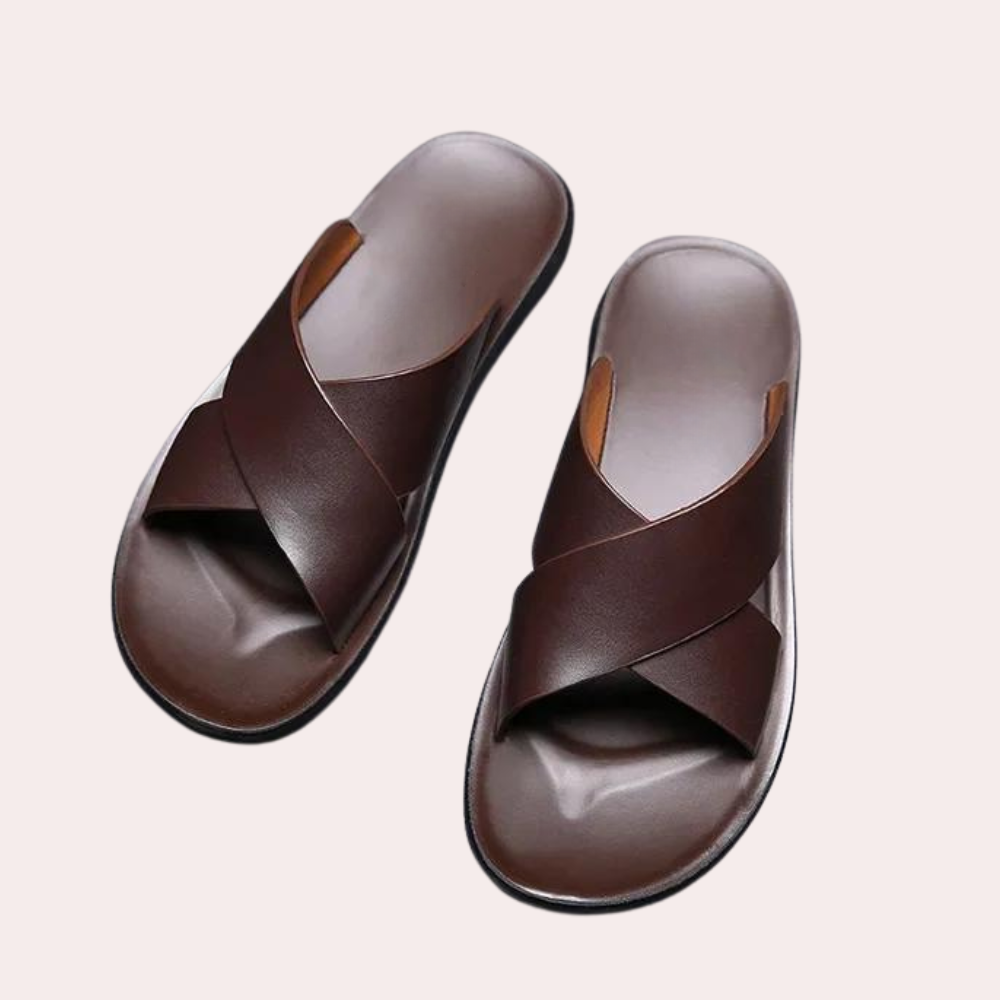 Herren-Pantoletten – Slipper – Leder – Sommerschuhe – Herrensandalen-HauteBerlin
