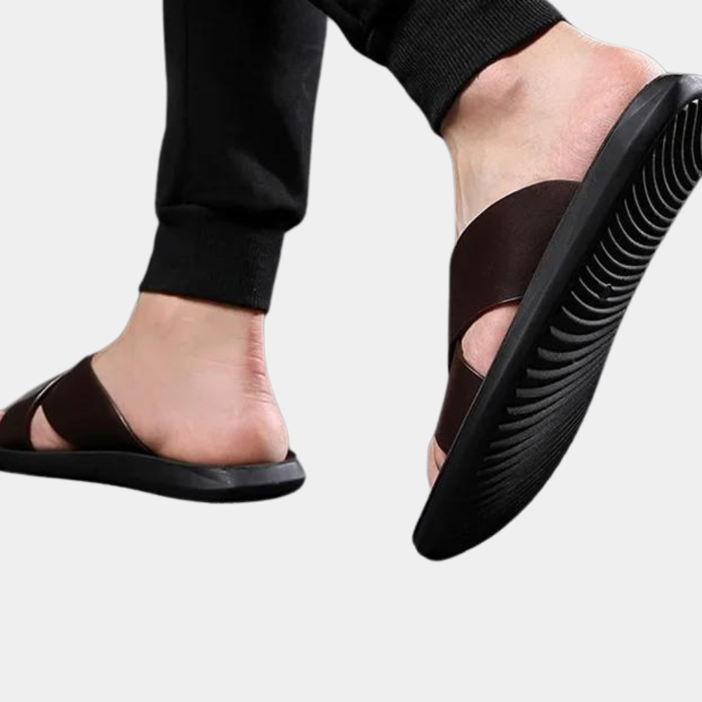 Herren-Pantoletten – Slipper – Leder – Sommerschuhe – Herrensandalen-HauteBerlin