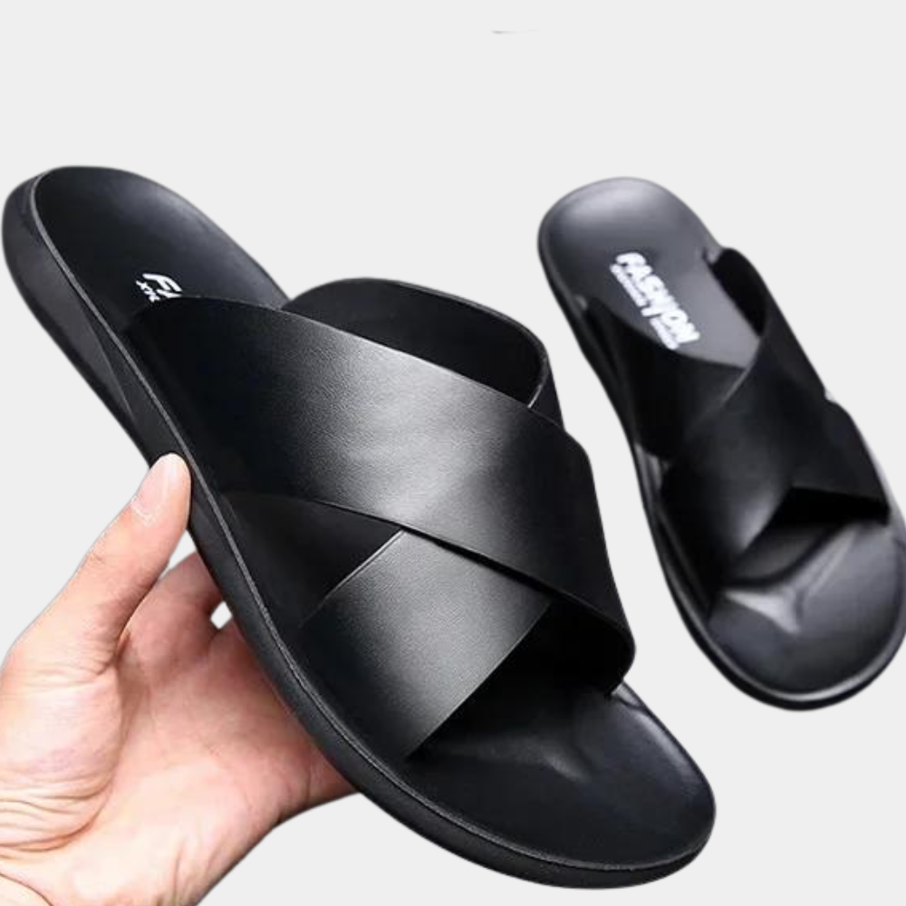 Herren-Pantoletten – Slipper – Leder – Sommerschuhe – Herrensandalen-HauteBerlin