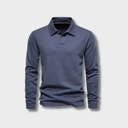 Herren-Poloshirt | Mit Kragen | Einfarbig | Langarmshirts | Langarm-T-Shirts-HauteBerlin