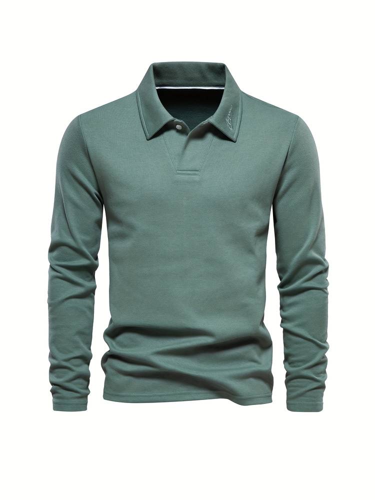Herren-Poloshirt | Mit Kragen | Einfarbig | Langarmshirts | Langarm-T-Shirts-HauteBerlin