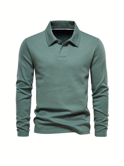 Herren-Poloshirt | Mit Kragen | Einfarbig | Langarmshirts | Langarm-T-Shirts-HauteBerlin