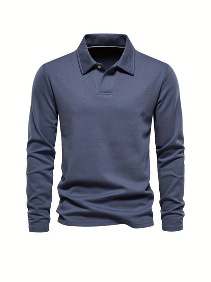 Herren-Poloshirt | Mit Kragen | Einfarbig | Langarmshirts | Langarm-T-Shirts-HauteBerlin