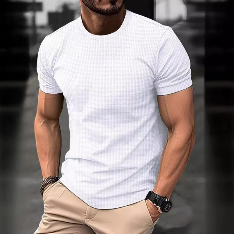 Herren-T-Shirt – Kurzarm – Reguläre Passform – Waffel-Shirt – Rundhals-T-Shirt-HauteBerlin