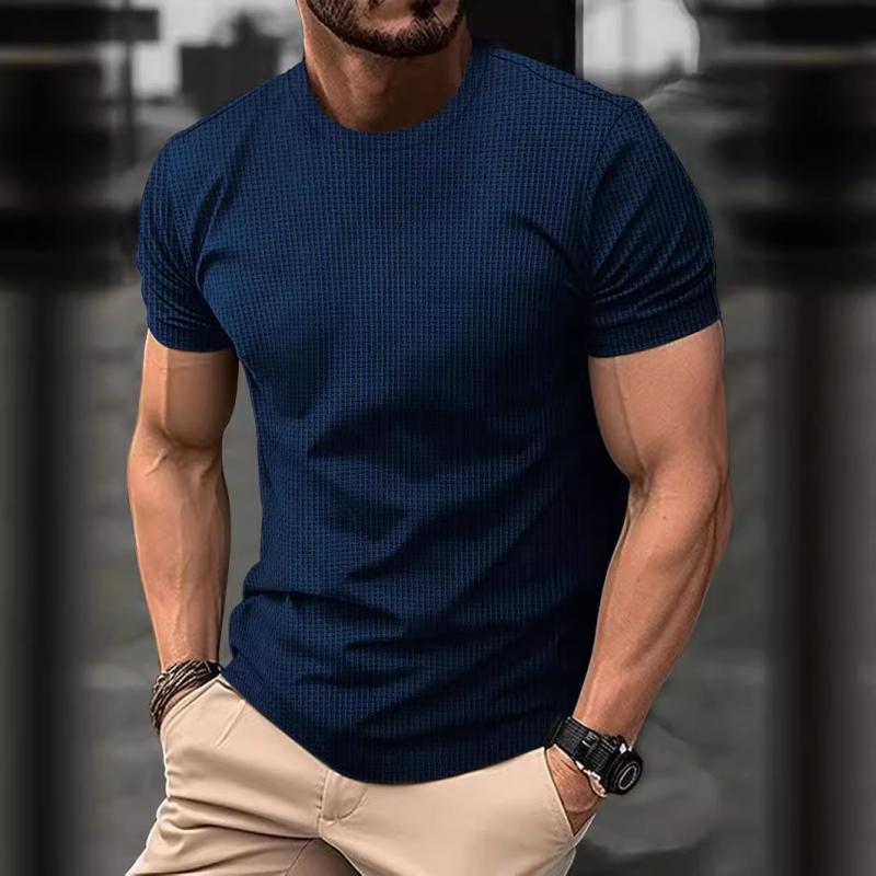Herren-T-Shirt – Kurzarm – Reguläre Passform – Waffel-Shirt – Rundhals-T-Shirt-HauteBerlin