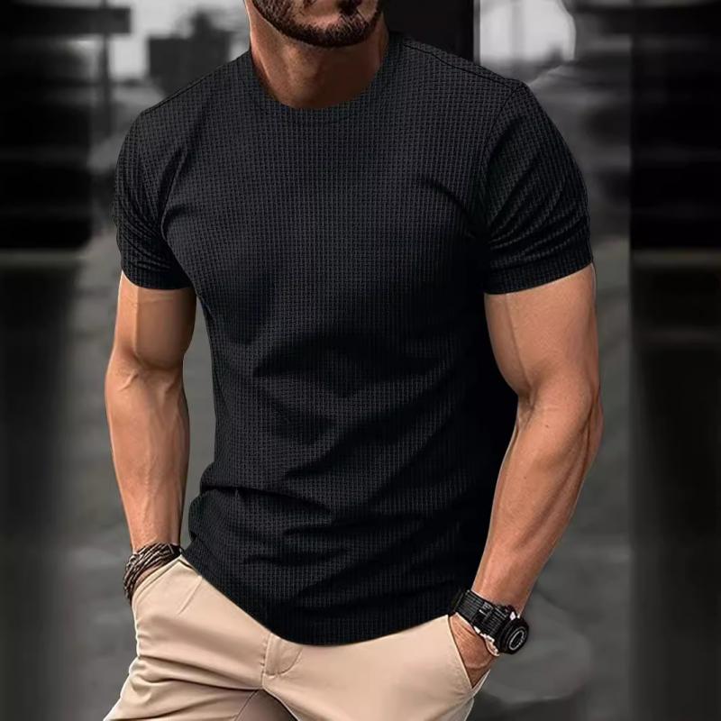 Herren-T-Shirt – Kurzarm – Reguläre Passform – Waffel-Shirt – Rundhals-T-Shirt-HauteBerlin