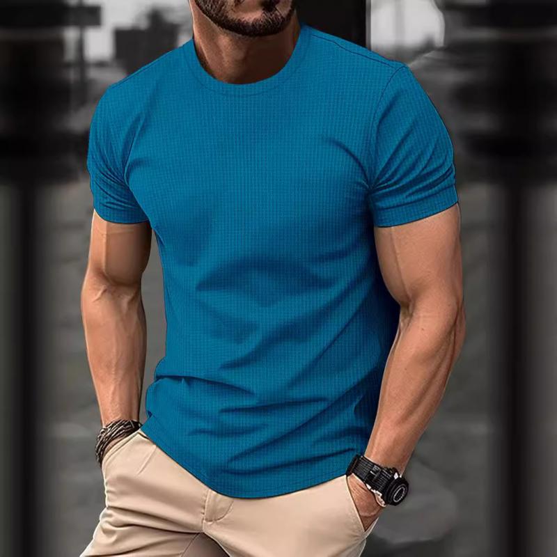 Herren-T-Shirt – Kurzarm – Reguläre Passform – Waffel-Shirt – Rundhals-T-Shirt-HauteBerlin
