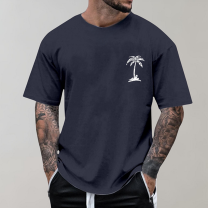 Herren T-Shirt - Palmenprint - Relaxed Fit - T-Shirt mit Rundhalsausschnitt - Herrenbekleidung-HauteBerlin