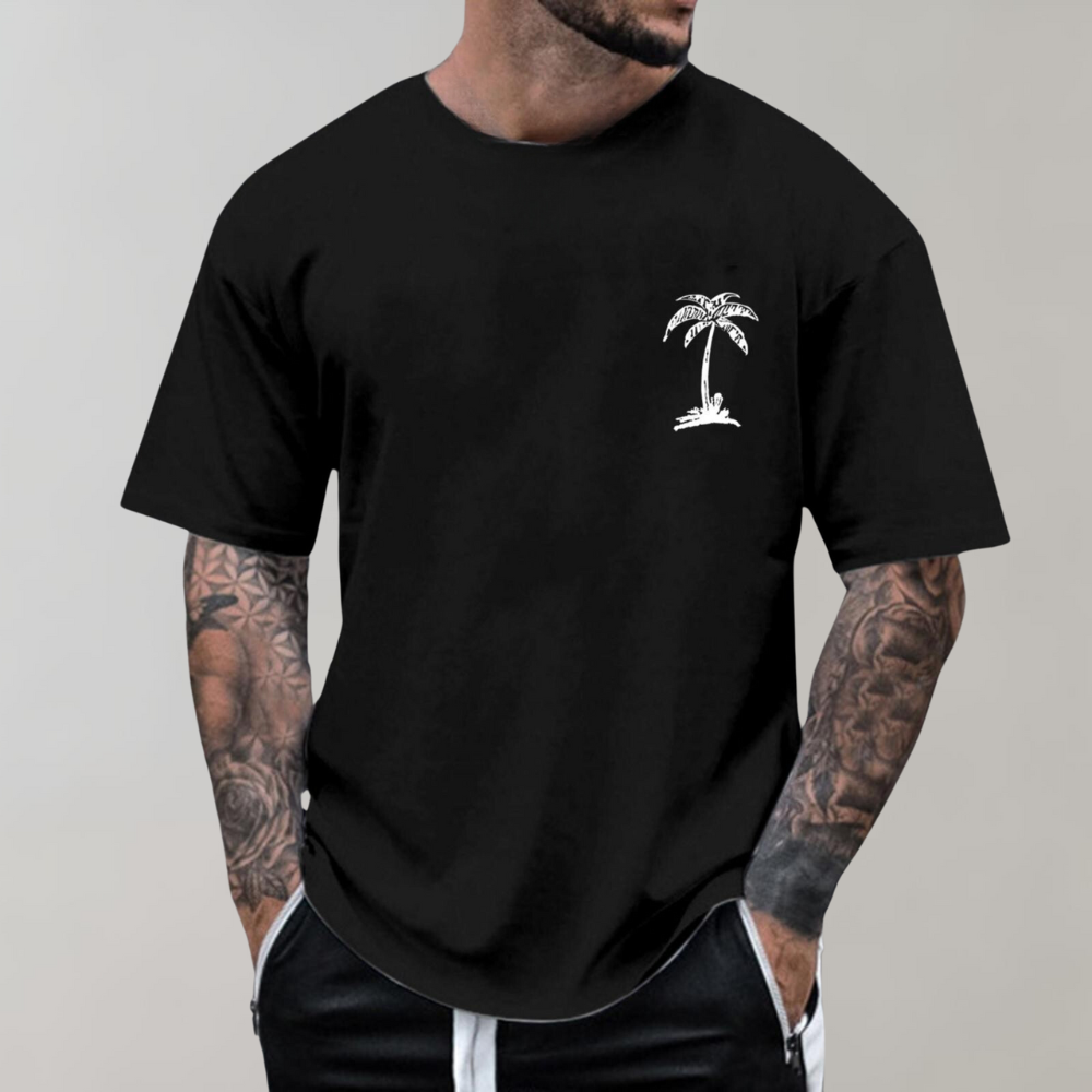 Herren T-Shirt - Palmenprint - Relaxed Fit - T-Shirt mit Rundhalsausschnitt - Herrenbekleidung-HauteBerlin