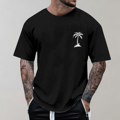 Herren T-Shirt - Palmenprint - Relaxed Fit - T-Shirt mit Rundhalsausschnitt - Herrenbekleidung-HauteBerlin