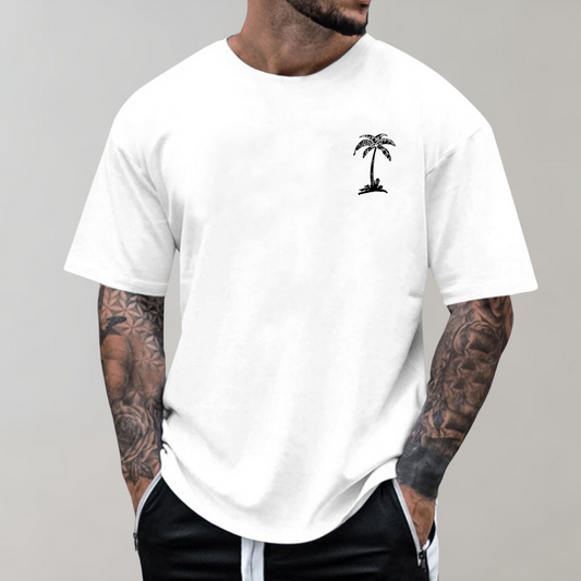 Herren T-Shirt - Palmenprint - Relaxed Fit - T-Shirt mit Rundhalsausschnitt - Herrenbekleidung-HauteBerlin