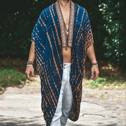 Herrenhemd | Lang | Offene Vorderseite | Boho Hemd | Herren Sommerkleidung-HauteBerlin