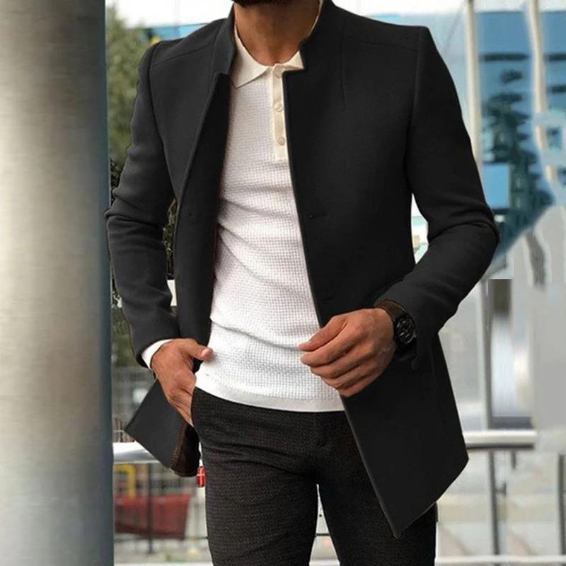 Herrenjacke – Mit Knopfleiste – Stilvoll – Herbstjacke – Einreihiger Mantel-HauteBerlin