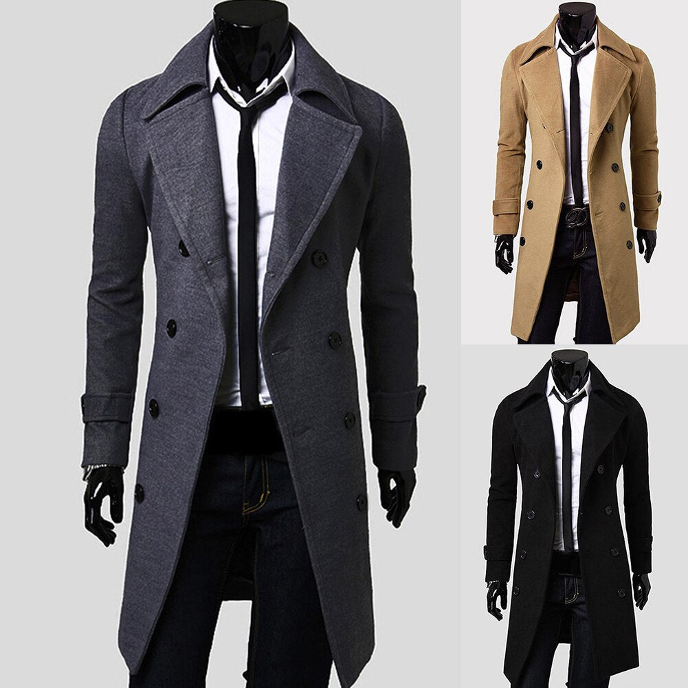 Herrenmantel - Zweireiher - Umlegekragen - Herbstjacke - Trenchcoat-HauteBerlin