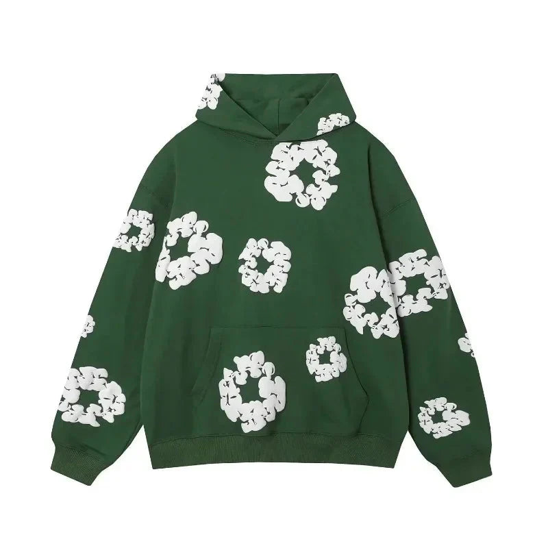 Hoodie - Floral Loose Fit Kängurutasche Pullover Hoodie-HauteBerlin