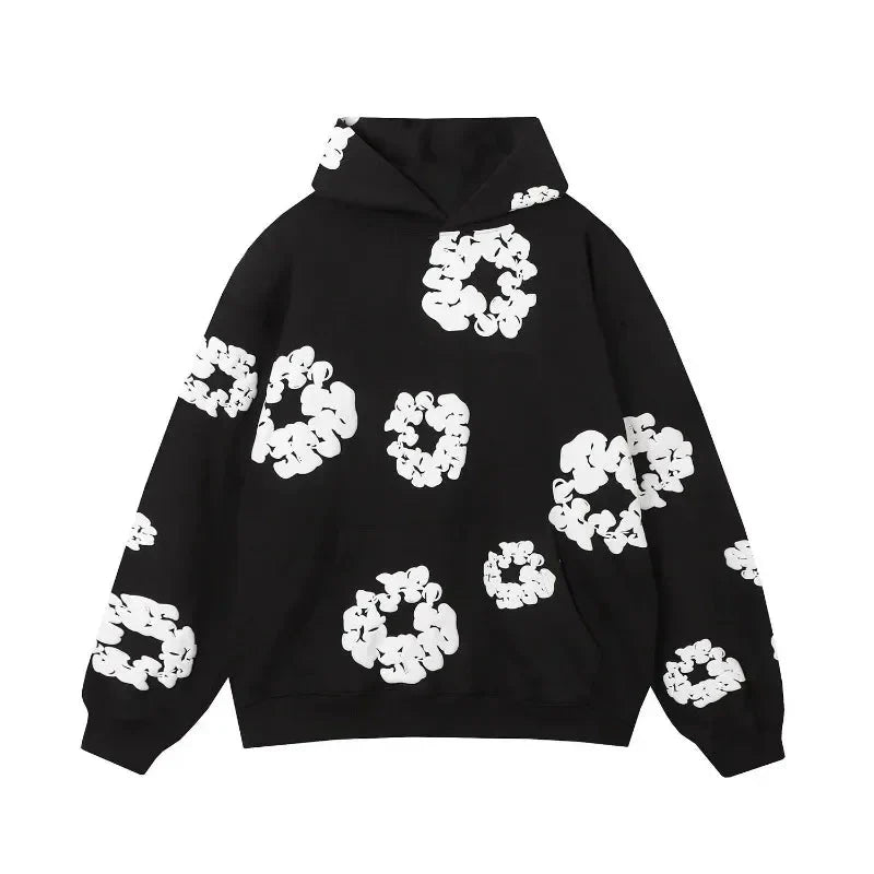 Hoodie - Floral Loose Fit Kängurutasche Pullover Hoodie-HauteBerlin