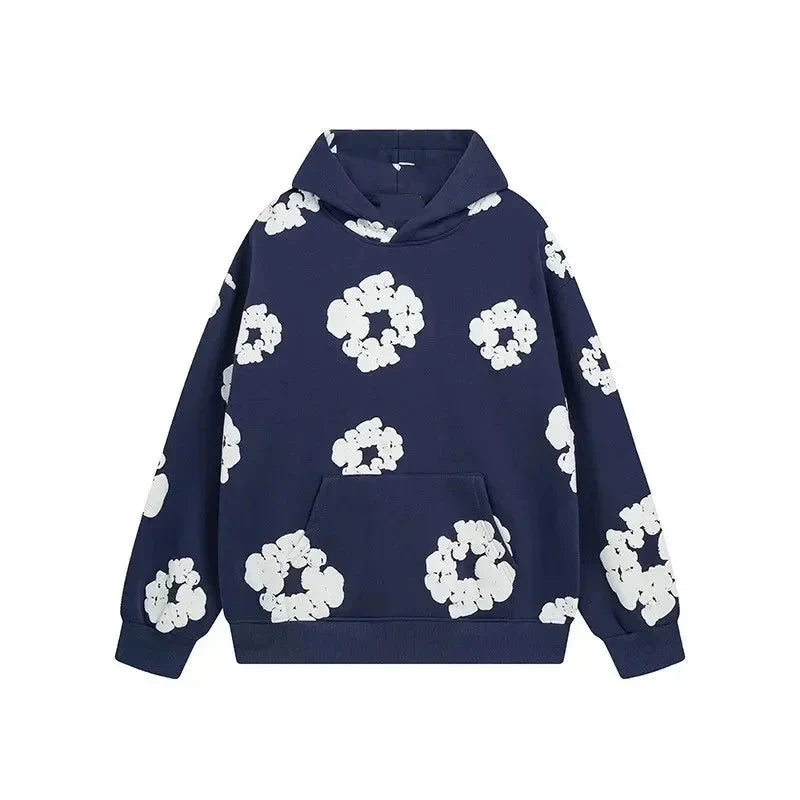 Hoodie - Floral Loose Fit Kängurutasche Pullover Hoodie-HauteBerlin