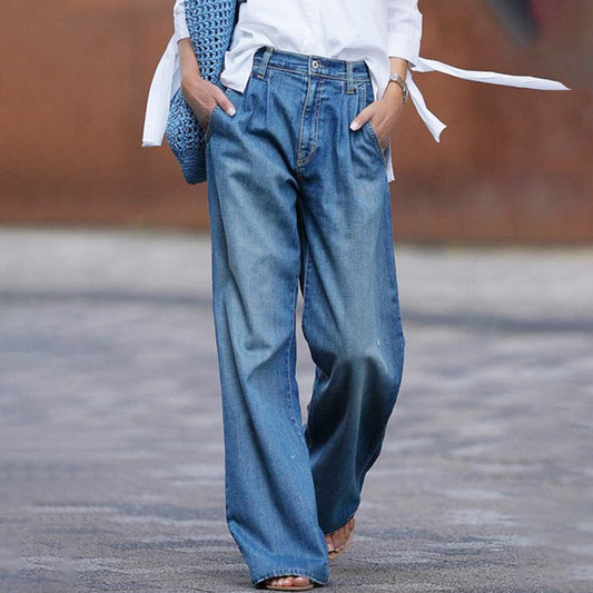 Jeans mit weitem Bein – Damenjeans mit hoher Taille und lockerer Passform-HauteBerlin