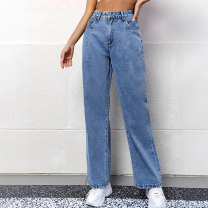 Jeans mit weitem Bein | Hohe Taille | Blau | Loose Fit Jeans | Damenjeans-HauteBerlin