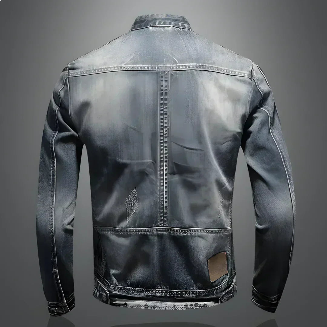 Jeansjacke – Gewaschene, Schmal Geschnittene Jeansjacke mit Reißverschluss für Herren-HauteBerlin