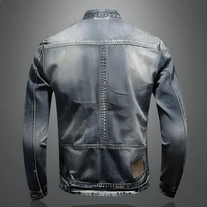 Jeansjacke – Gewaschene, Schmal Geschnittene Jeansjacke mit Reißverschluss für Herren-HauteBerlin