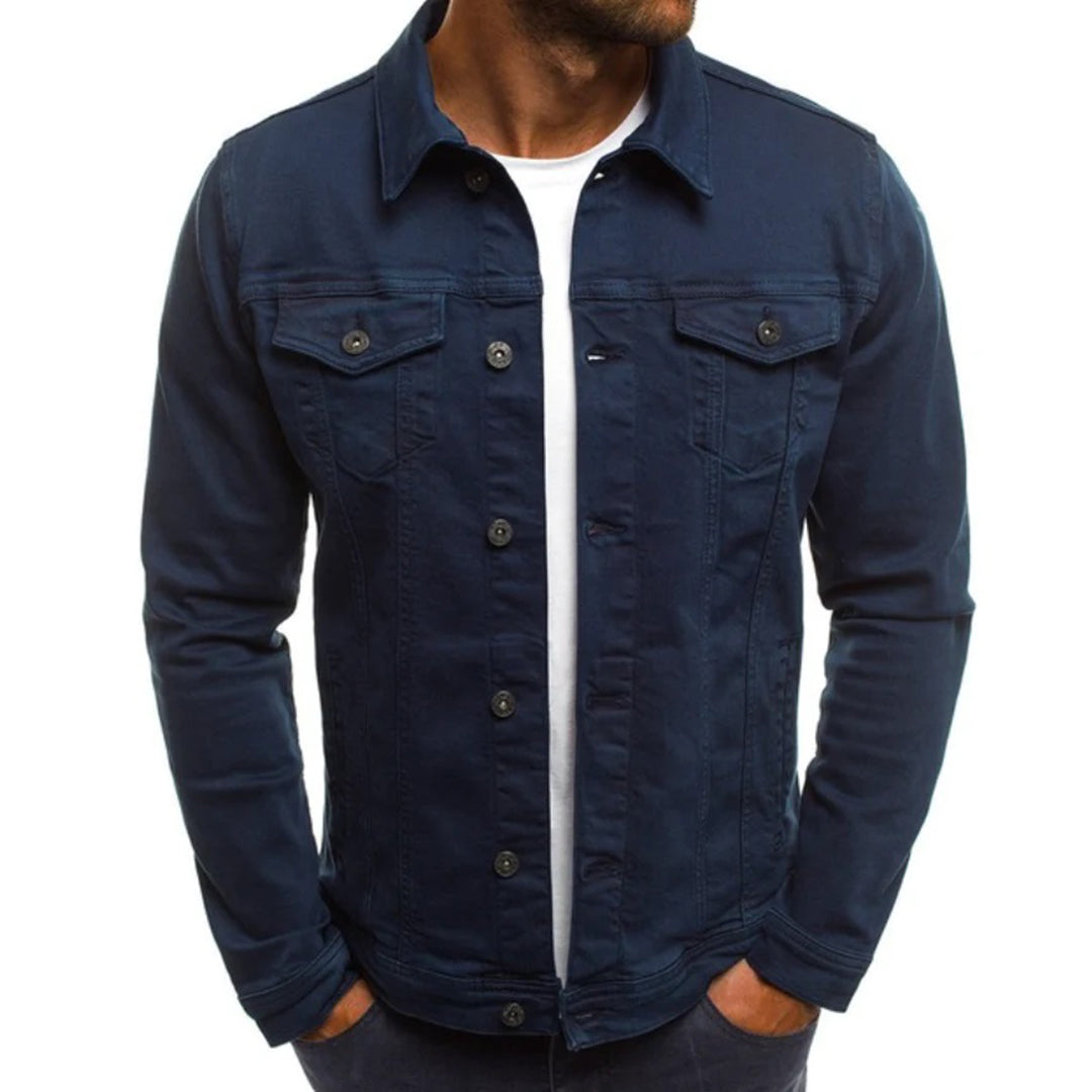 Jeansjacke – Knopfleiste – Schmaler Schnitt – Jeansjacke – Sommerjacke für Männer-HauteBerlin