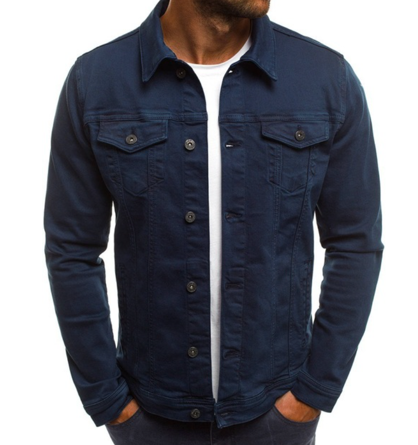 Jeansjacke - Leichte, knöpfbare Jeansjacke für Männer mit Taschen-HauteBerlin