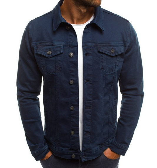 Jeansjacke - Leichte, knöpfbare Jeansjacke für Männer mit Taschen-HauteBerlin