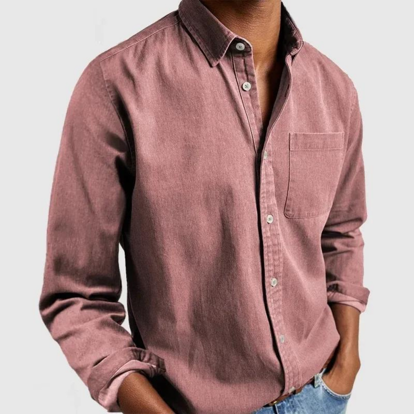 Jeansjacke – lässig – Langarm – Hemd mit Knöpfen – Herrenhemden-HauteBerlin