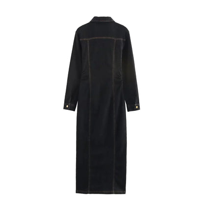 Jeanskleid – Langarm – Knopfleiste – Maxikleid – Hemdkleid-HauteBerlin
