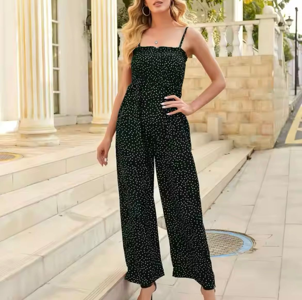 Jumpsuit mit Polka-Dots – Weithose-Jumpsuit für Damen für den Sommer-HauteBerlin