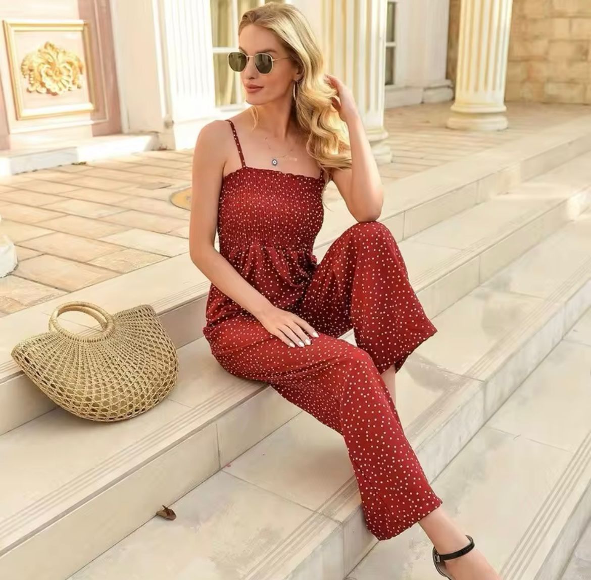 Jumpsuit mit Polka-Dots – Weithose-Jumpsuit für Damen für den Sommer-HauteBerlin