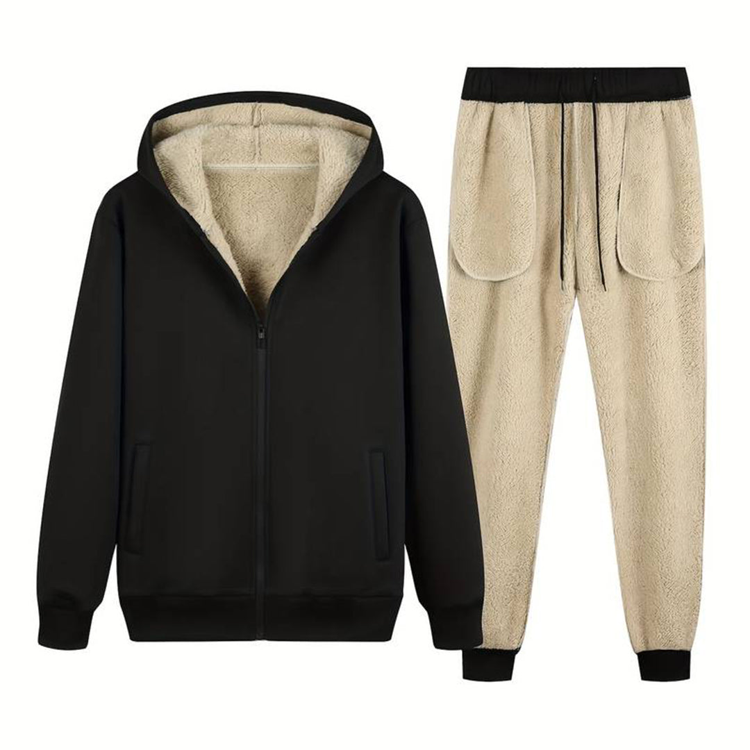 Kapuzen-Jogger-Set | Zip-Up | Fell gefüttert | Zweiteiliges Set | Herrenbekleidung-HauteBerlin