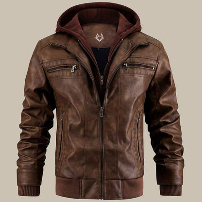 Kapuzenjacke aus Leder – Herrenjacke mit Kapuze und Reißverschluss aus Leder-HauteBerlin