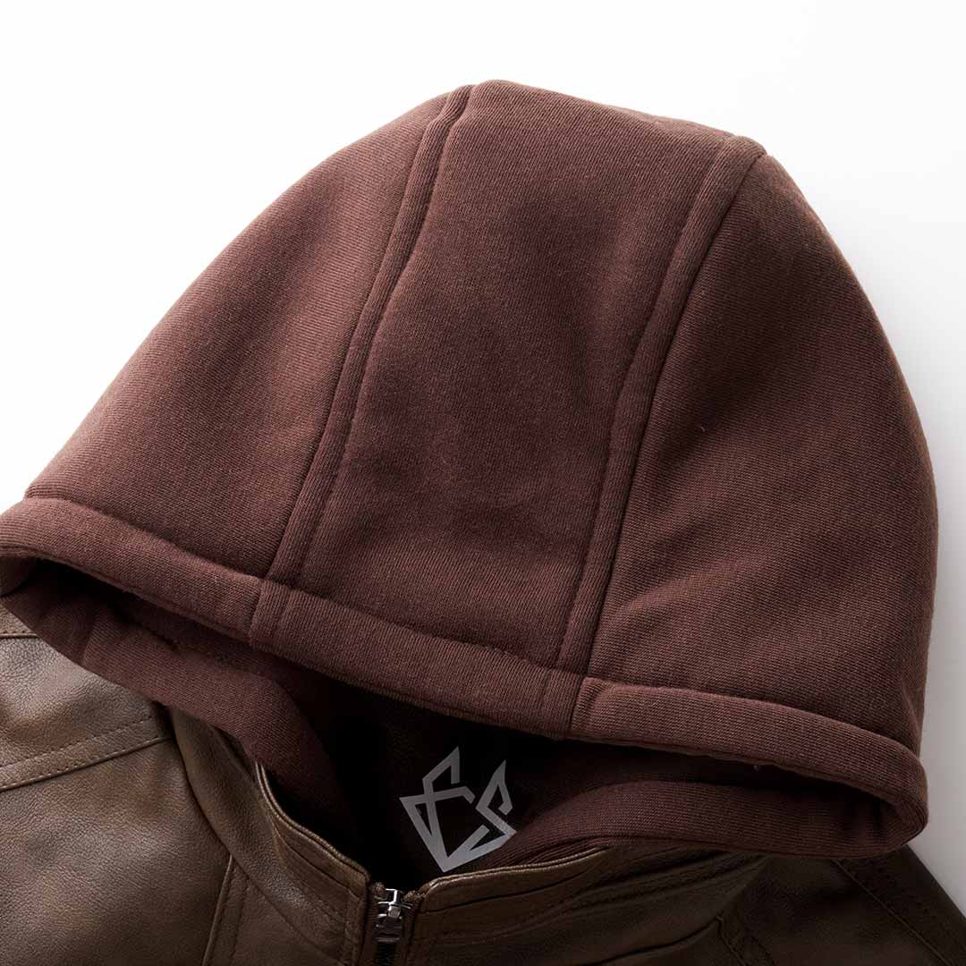 Kapuzenjacke aus Leder – Herrenjacke mit Kapuze und Reißverschluss aus Leder-HauteBerlin