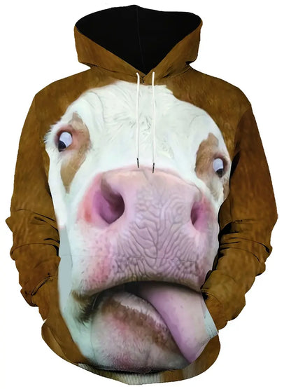 Kapuzenpullover – Kuhmuster – Lustig – Pullover mit Kapuze – Herren-Kapuzenpullover-HauteBerlin