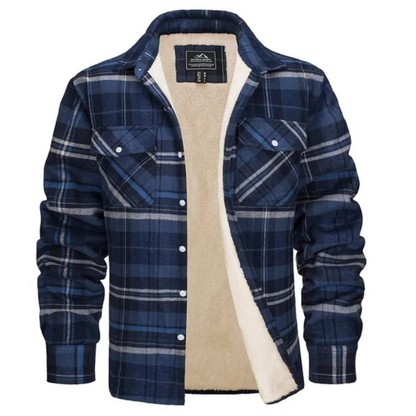 Karierte Jacke – Herren-Winter-Fleece-Jacke mit Sherpa-Futter und Knöpfen-HauteBerlin