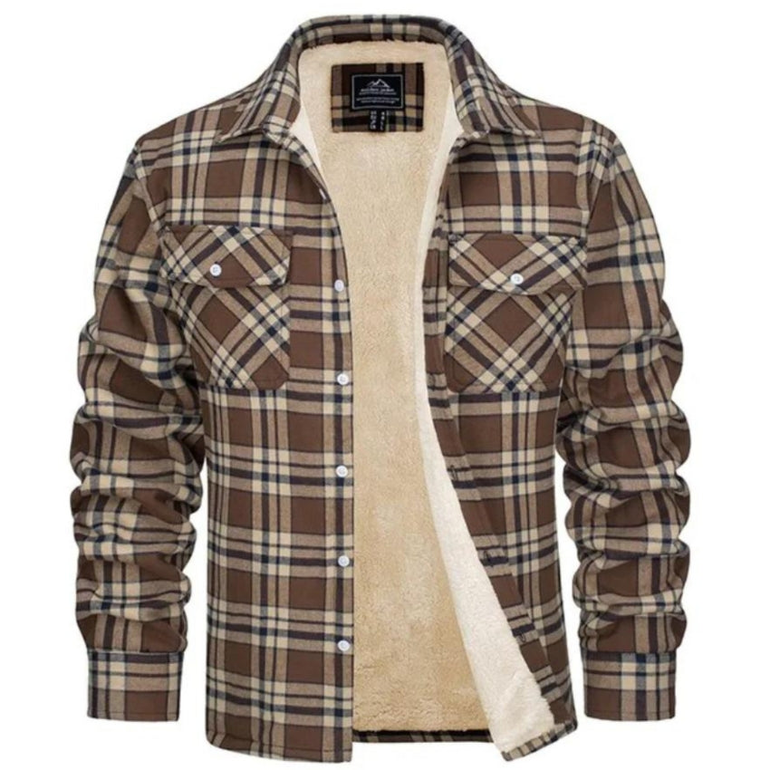 Kariertes Overshirt – Herren-Hemdjacke mit Knöpfen und Fleecefutter für den Winter-HauteBerlin