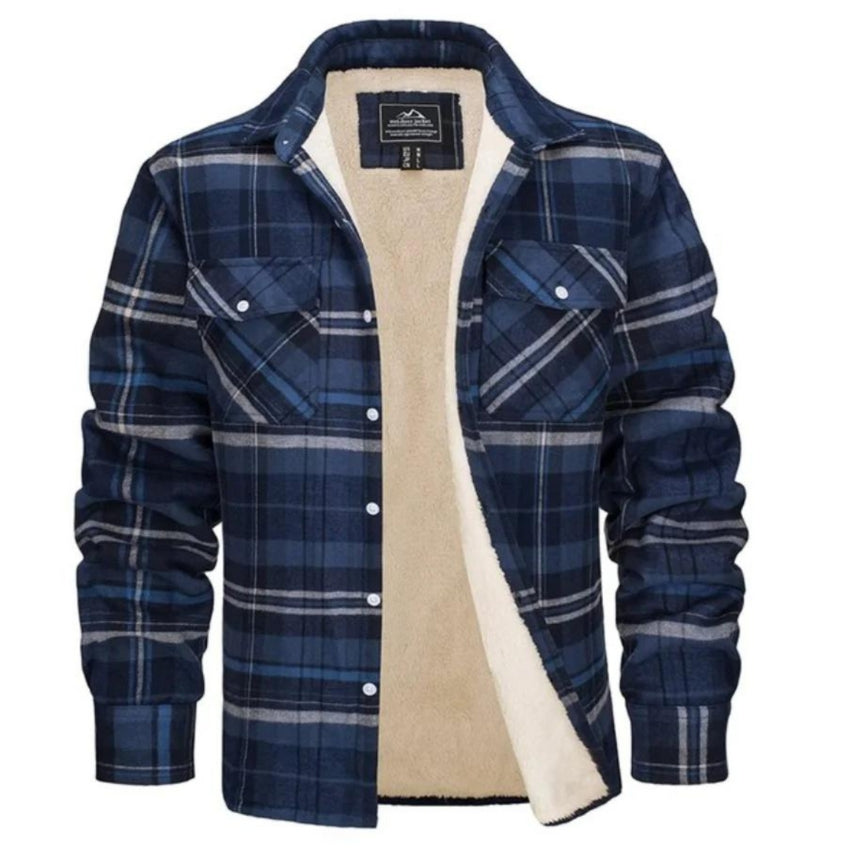 Kariertes Overshirt – Herren-Hemdjacke mit Knöpfen und Fleecefutter für den Winter-HauteBerlin