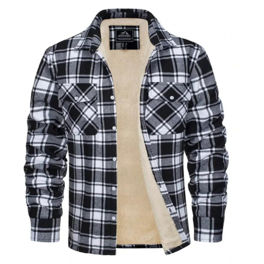 Kariertes Overshirt – Herren-Hemdjacke mit Knöpfen und Fleecefutter für den Winter-HauteBerlin
