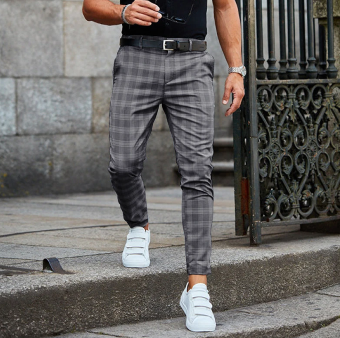 Karo-Hosen | Slim-Fit | Stretch | Herren Mode-Hosen | Herren-Hosen-HauteBerlin