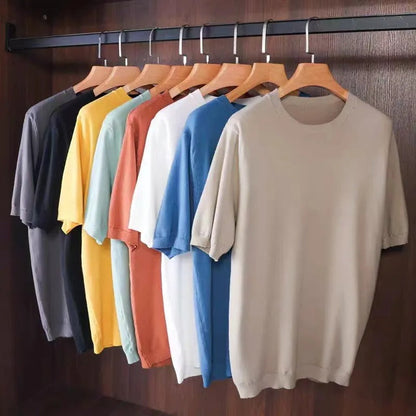 Kaschmir-T-Shirt | Kurzarm | Strick | Herrenbekleidung-HauteBerlin