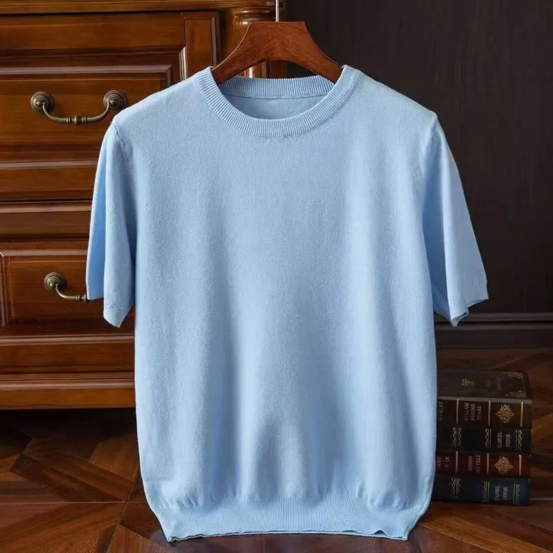 Kaschmir-T-Shirt | Kurzarm | Strick | Herrenbekleidung-HauteBerlin