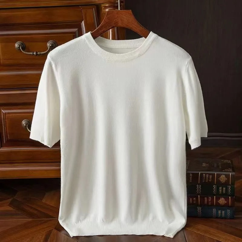 Kaschmir-T-Shirt | Kurzarm | Strick | Herrenbekleidung-HauteBerlin